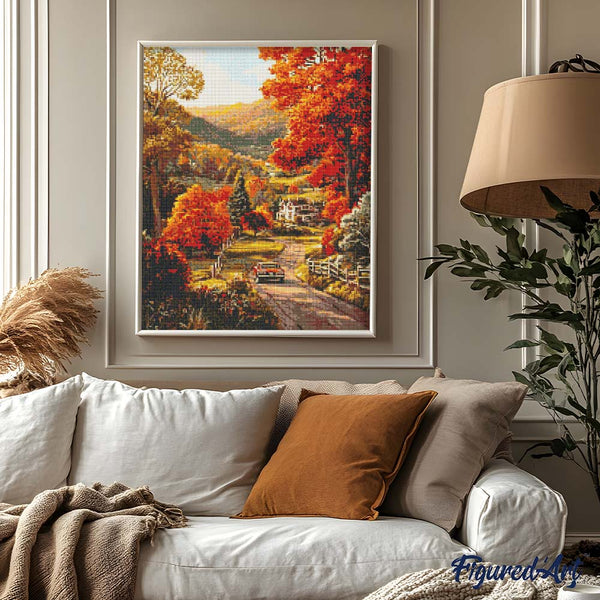 Diamond Painting - Country Road in Fall