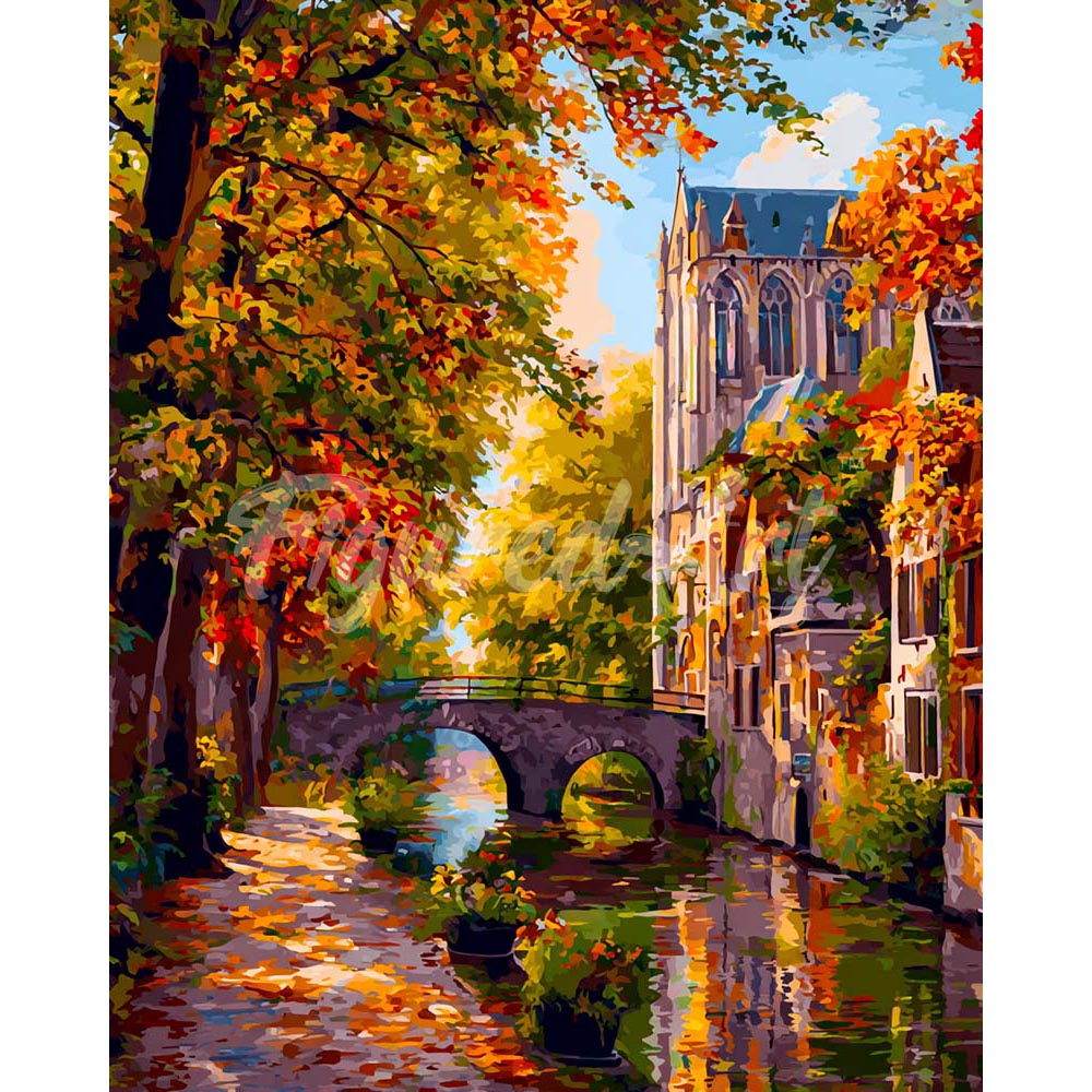 Diamond Painting - Riverside Fall Town
