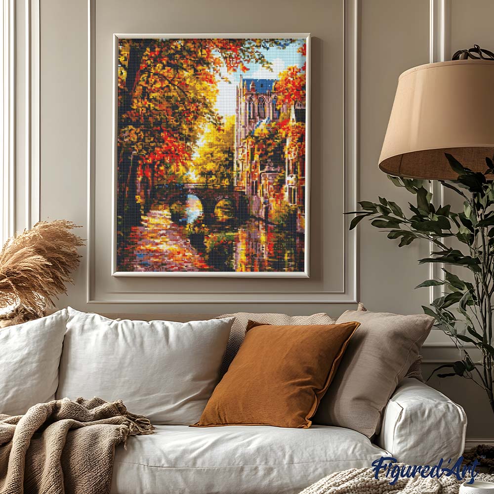Diamond Painting - Riverside Fall Town