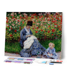 Load image into Gallery viewer, Diamond Painting - Camille Monet and a Child in the Artist's Garden in Argenteuil - Monet