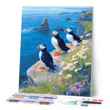 Load image into Gallery viewer, Diamond Painting - Puffin by the ocean cliffs