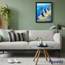 Load image into Gallery viewer, Diamond Painting - Puffin by the ocean cliffs