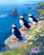 Load image into Gallery viewer, Diamond Painting - Puffin by the ocean cliffs