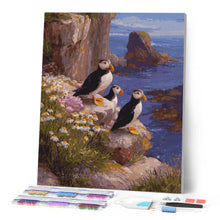 Load image into Gallery viewer, Diamond Painting - Puffin sunset cliffs