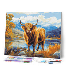 Load image into Gallery viewer, Diamond Painting - Highland Cow Golden Lakeside