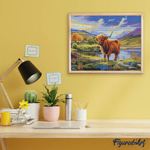 Load image into Gallery viewer, Diamond Painting - Highland Cow Painted Skies