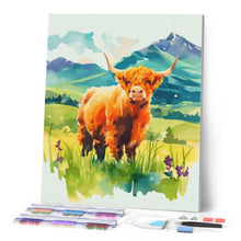 Load image into Gallery viewer, Diamond Painting - Highland Cow Pastel Valley
