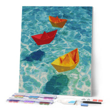 Load image into Gallery viewer, Diamond Painting - Origami Boats on Blue