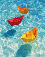 Load image into Gallery viewer, Diamond Painting - Origami Boats on Blue