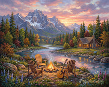 Load image into Gallery viewer, Diamond Painting - Riverside Campfire Glow