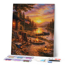 Load image into Gallery viewer, Diamond Painting - Golden Hour by the Lake