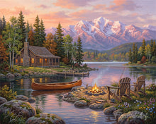 Load image into Gallery viewer, Diamond Painting - Campfire by the Lake