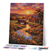 Load image into Gallery viewer, Diamond Painting - Sunset Farm Valley