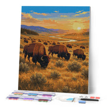 Load image into Gallery viewer, Diamond Painting - Yellowstone National Park, Lamar Valley Bison - Wyoming