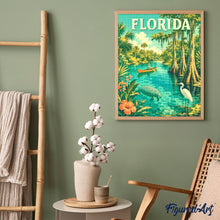 Load image into Gallery viewer, Diamond Painting - Florida Wildlife Vintage Poster canvas already framed