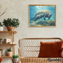 Load image into Gallery viewer, Diamond Painting - Manatee mom and baby cuddles