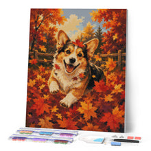 Load image into Gallery viewer, Diamond Painting - Joyful Corgi in Autumn Leaves