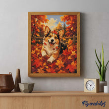 Load image into Gallery viewer, Diamond Painting - Joyful Corgi in Autumn Leaves