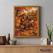 Load image into Gallery viewer, Diamond Painting - Dachshund in a Tartan Scarf