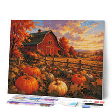 Load image into Gallery viewer, Diamond Painting - Pumpkin Patch and Red Barn at Golden Hour