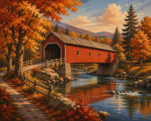 Load image into Gallery viewer, Diamond Painting - Covered Bridge in Autumn