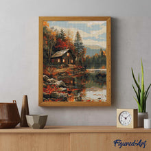 Load image into Gallery viewer, Diamond Painting - Cozy Cabin by the Autumn Lake