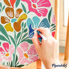 Load image into Gallery viewer, Diamond Painting on Wood Slice - Hibiscus Mandala