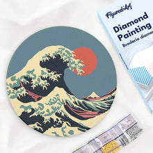 Load image into Gallery viewer, Diamond Painting on Wood Slice - The Great Wave Figured'Art USA
