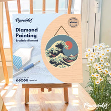 Load image into Gallery viewer, Diamond Painting on Wood Slice - The Great Wave