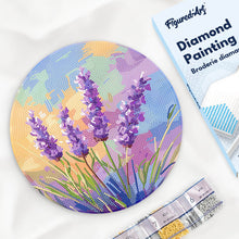 Load image into Gallery viewer, Diamond Painting on Wood Slice - Lavender Figured'Art USA