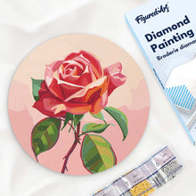 Load image into Gallery viewer, Diamond Painting on Wood Slice - Red Rose Figured'Art USA