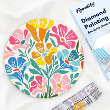 Load image into Gallery viewer, Diamond Painting on Wood Slice - Colorful Floral Pattern Figured'Art USA