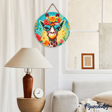 Load image into Gallery viewer, Diamond Painting on Wood Slice - Fantasy Giraffe and Flowers