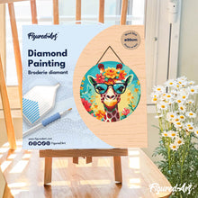 Load image into Gallery viewer, Diamond Painting on Wood Slice - Fantasy Giraffe and Flowers