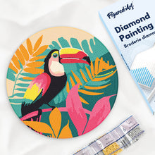 Load image into Gallery viewer, Diamond Painting on Wood Slice - Tropical Toucan Figured'Art USA