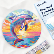 Load image into Gallery viewer, Diamond Painting on Wood Slice - Dolphin Figured'Art USA