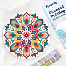 Load image into Gallery viewer, Diamond Painting on Wood Slice - Floral Mandala Figured'Art USA