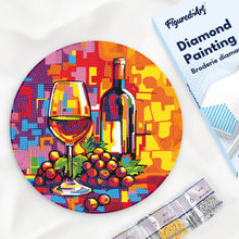 Load image into Gallery viewer, Diamond Painting on Wood Slice - Wine and Grapes Figured'Art USA