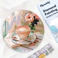 Load image into Gallery viewer, Diamond Painting on Wood Slice - Morning Coffee Figured'Art USA