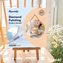 Load image into Gallery viewer, Diamond Painting on Wood Slice - Morning Coffee