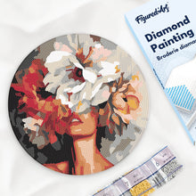 Load image into Gallery viewer, Diamond Painting on Wood Slice - Beauty Behind Flowers Figured'Art USA
