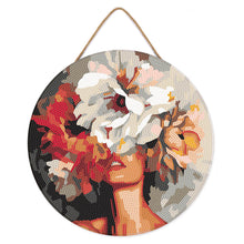 Load image into Gallery viewer, Diamond Painting on Wood Slice - Beauty Behind Flowers