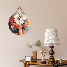 Load image into Gallery viewer, Diamond Painting on Wood Slice - Beauty Behind Flowers