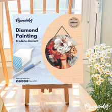 Load image into Gallery viewer, Diamond Painting on Wood Slice - Beauty Behind Flowers