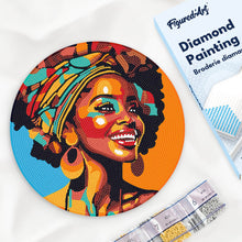 Load image into Gallery viewer, Diamond Painting on Wood Slice - African Queen Pop Art Figured'Art USA