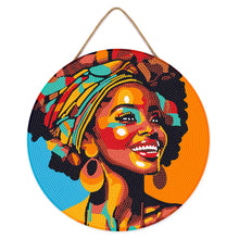 Load image into Gallery viewer, Diamond Painting on Wood Slice - African Queen Pop Art