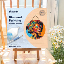 Load image into Gallery viewer, Diamond Painting on Wood Slice - African Queen Pop Art