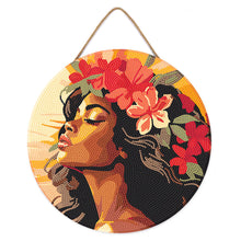 Load image into Gallery viewer, Diamond Painting on Wood Slice - Floral Woman