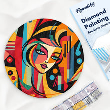 Load image into Gallery viewer, Diamond Painting on Wood Slice - Picasso Style Abstract Woman Figured'Art USA