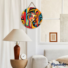 Load image into Gallery viewer, Diamond Painting on Wood Slice - Picasso Style Abstract Woman